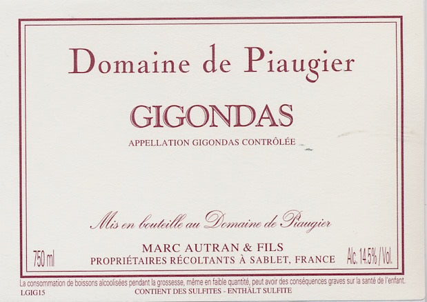 Piaugier Gigondas Rouge 2021 (750ML)