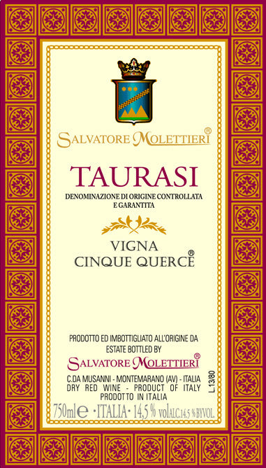 Taurasi Cinque Querce Salvatore Molettieri 2015 (750ML)
