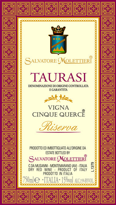 Taurasi Riserva Cinque Querce Salvatore Molettieri 2018 (750ML)