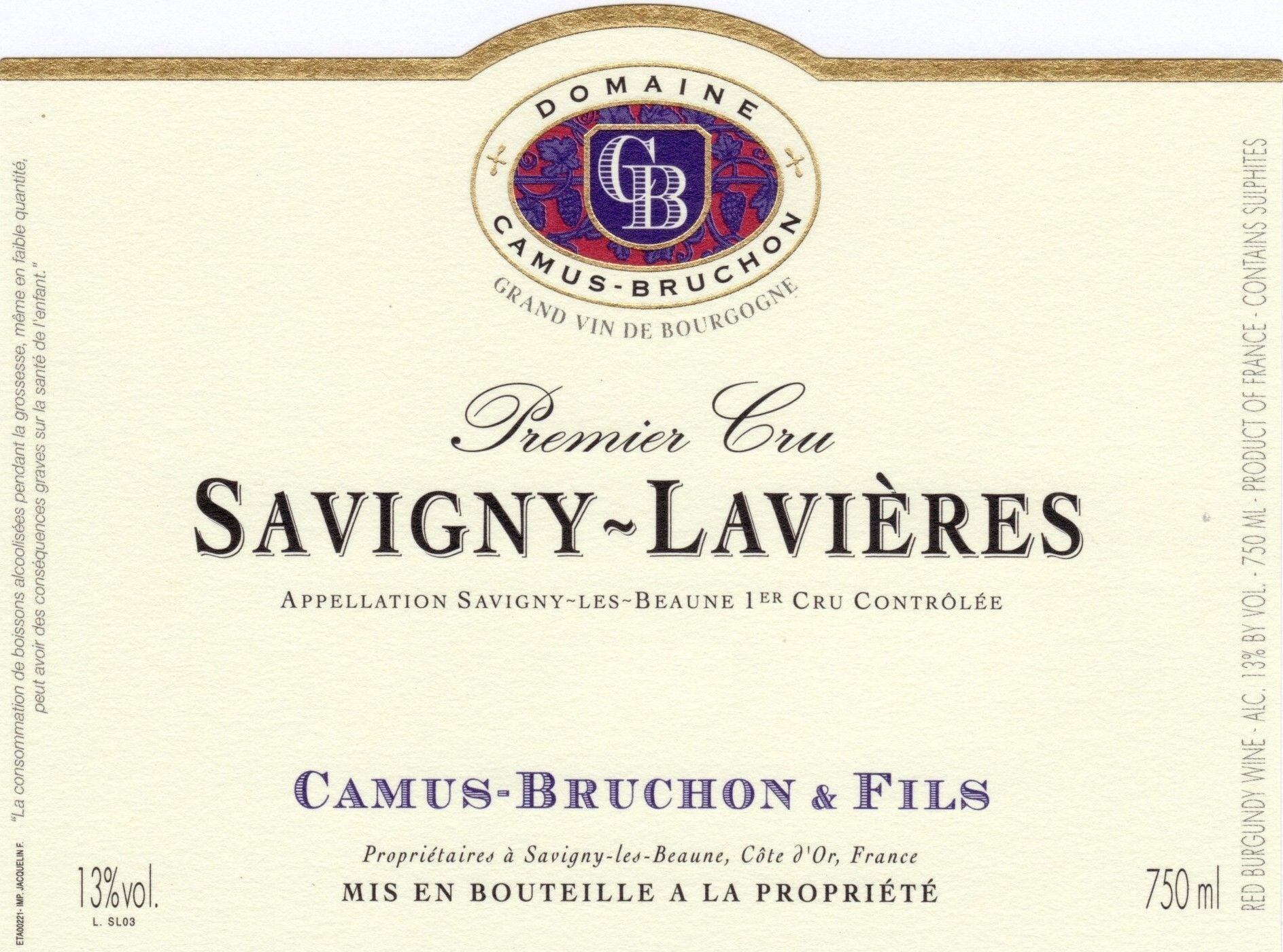 Savigny-les-Beaune Rouge Lavieres Camus-Bruchon 2023 (750ML)